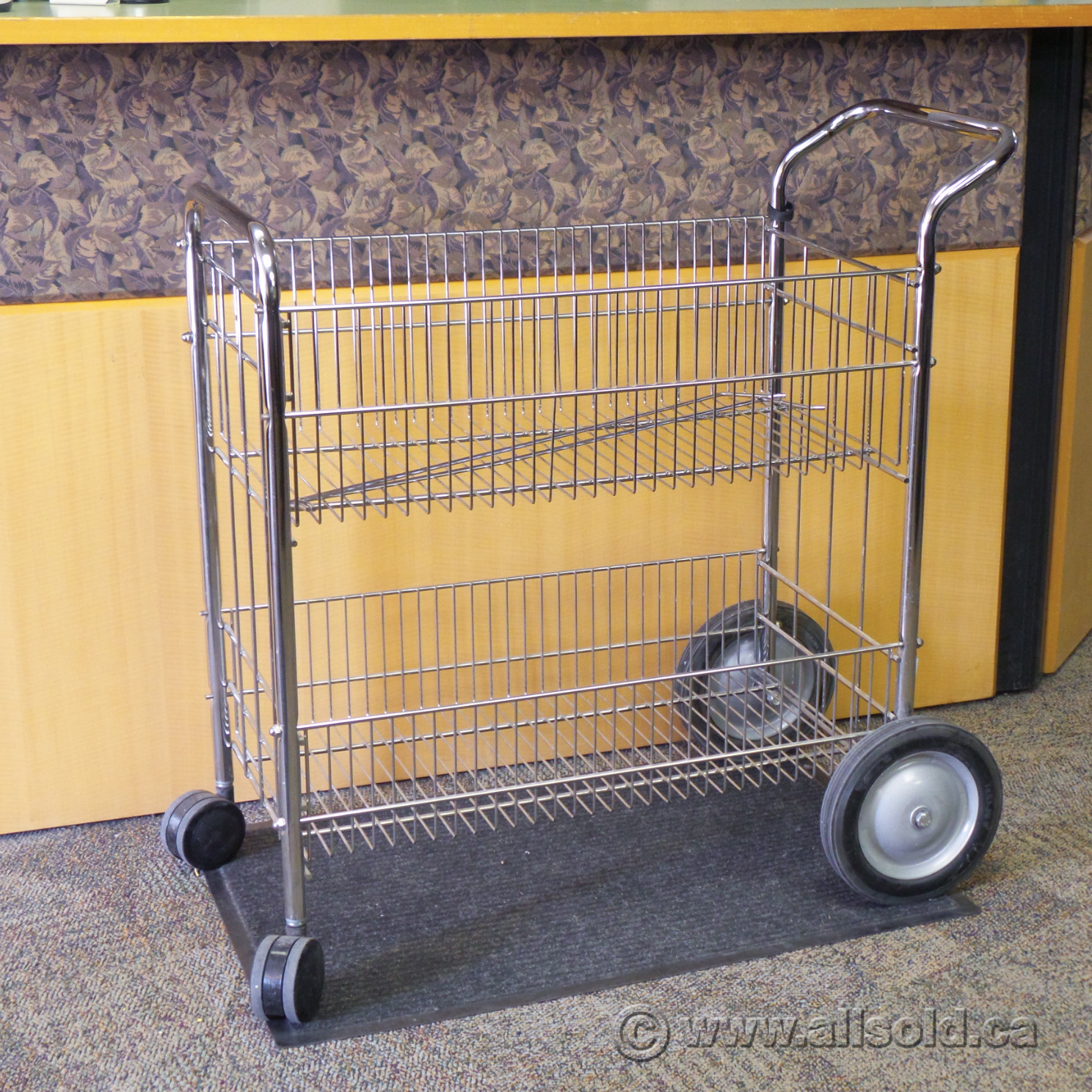 Silver Metal 2Tier Double Basket Rolling Wire Mail File Cart Allsold.ca Buy & Sell Used